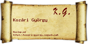 Kozári György névjegykártya